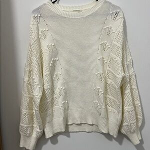Anthropologie Cream Textured Knit Sweater